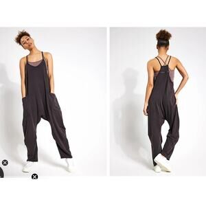 Free People Washed Black Hotshot Onesie Romper Jumpsuit Size Large